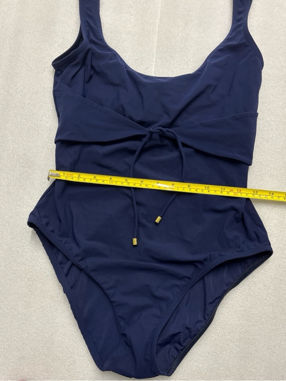 Karla Collette Classic Sleek Navy One-Piece Swimsuit ~ Waist Tie~ Size 14 - Picture 6 of 10